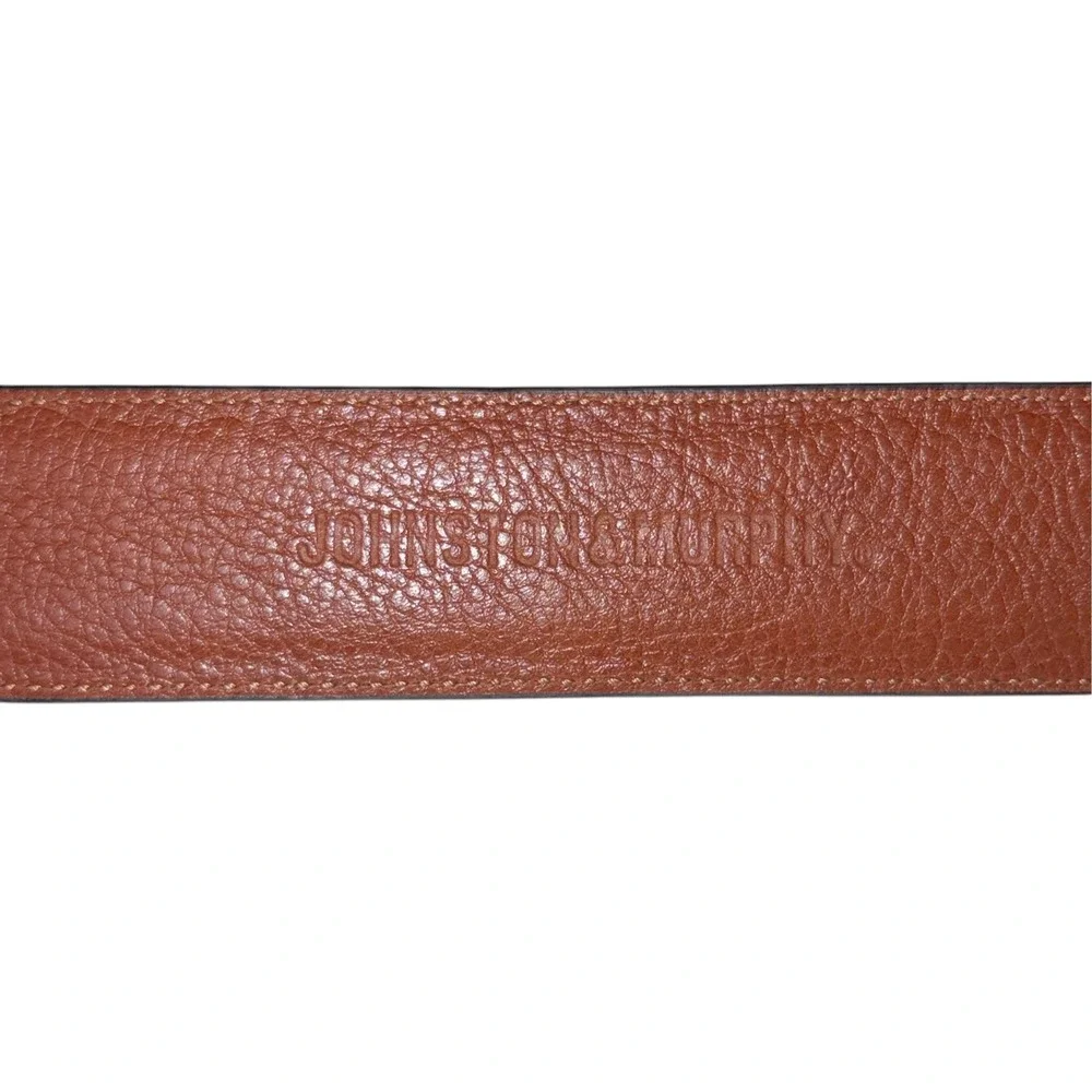 Johnston & Murphy Belt Mens Leather Pebbled Brown Contrast Stitch Classic 34